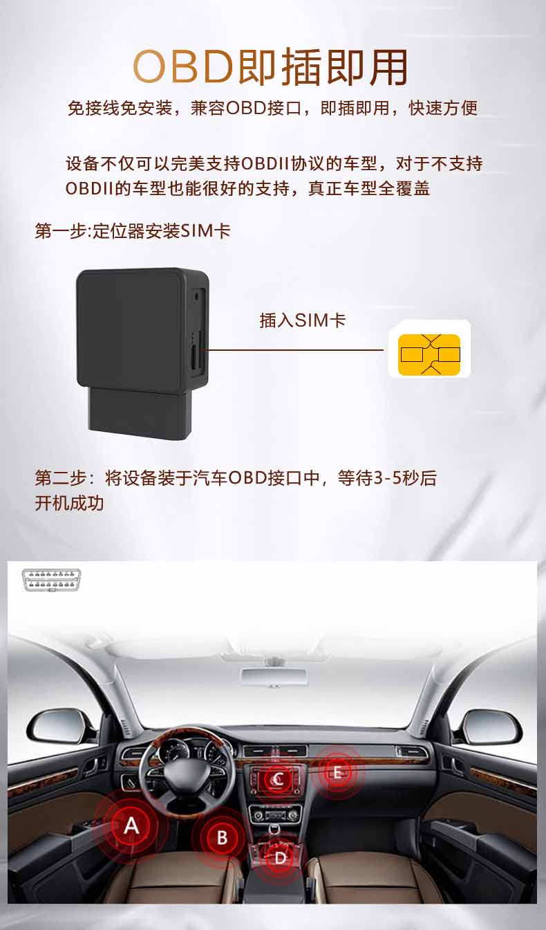 C005即插即用汽车故障诊断obd 4g gps定位器